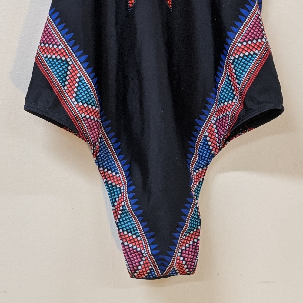 Geometric Patchwork One-Piece bathing suit (L) - Picture 6 of 6